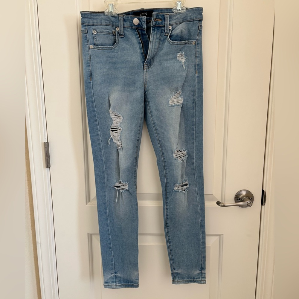 Aeropostale Skinny Distressed High Rise Jeans